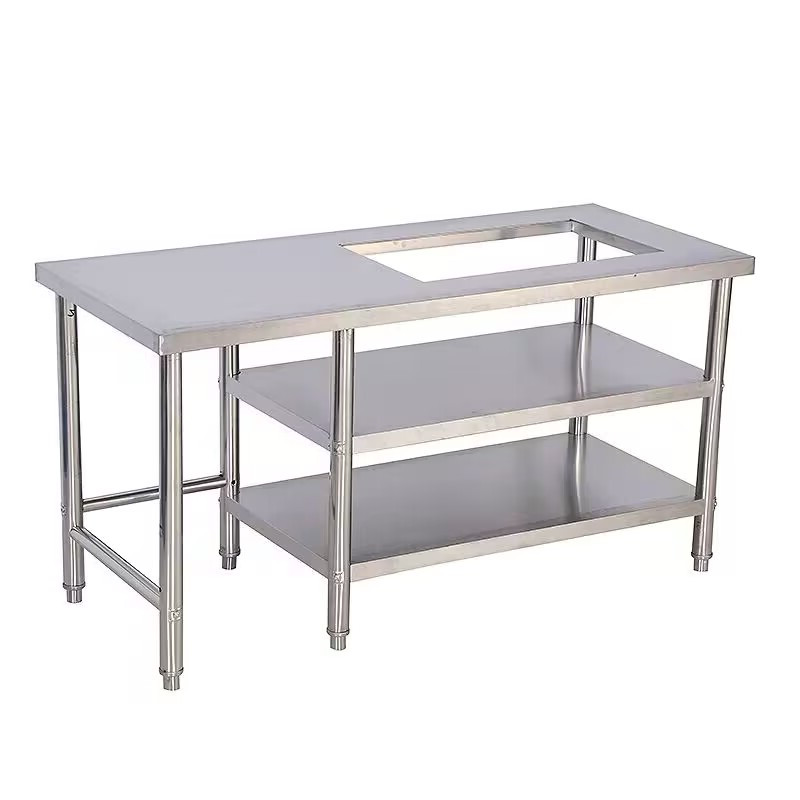 Stainless Metal Gasoline Range Work Desk with Double and Triple Layer Gasoline Tank Storage Beneath